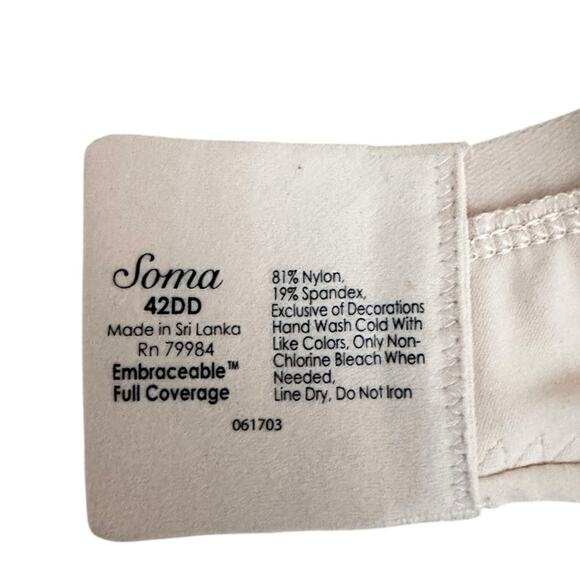 Soma 42 DD Bra Beige Padded Wired Embraceable Full Coverage T-Shirt Bra - Picture 4 of 5